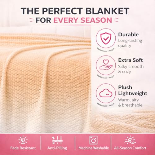 Image of Cortina Jacquard All Season Blanket Double Size Summer AC Blanket Winter Warm Lightweight Reversible Throw Soft Cozy Plush Fuzzy Blanket for Bed Couch Sofa (Brown, 200x230 cm) Color May Vary