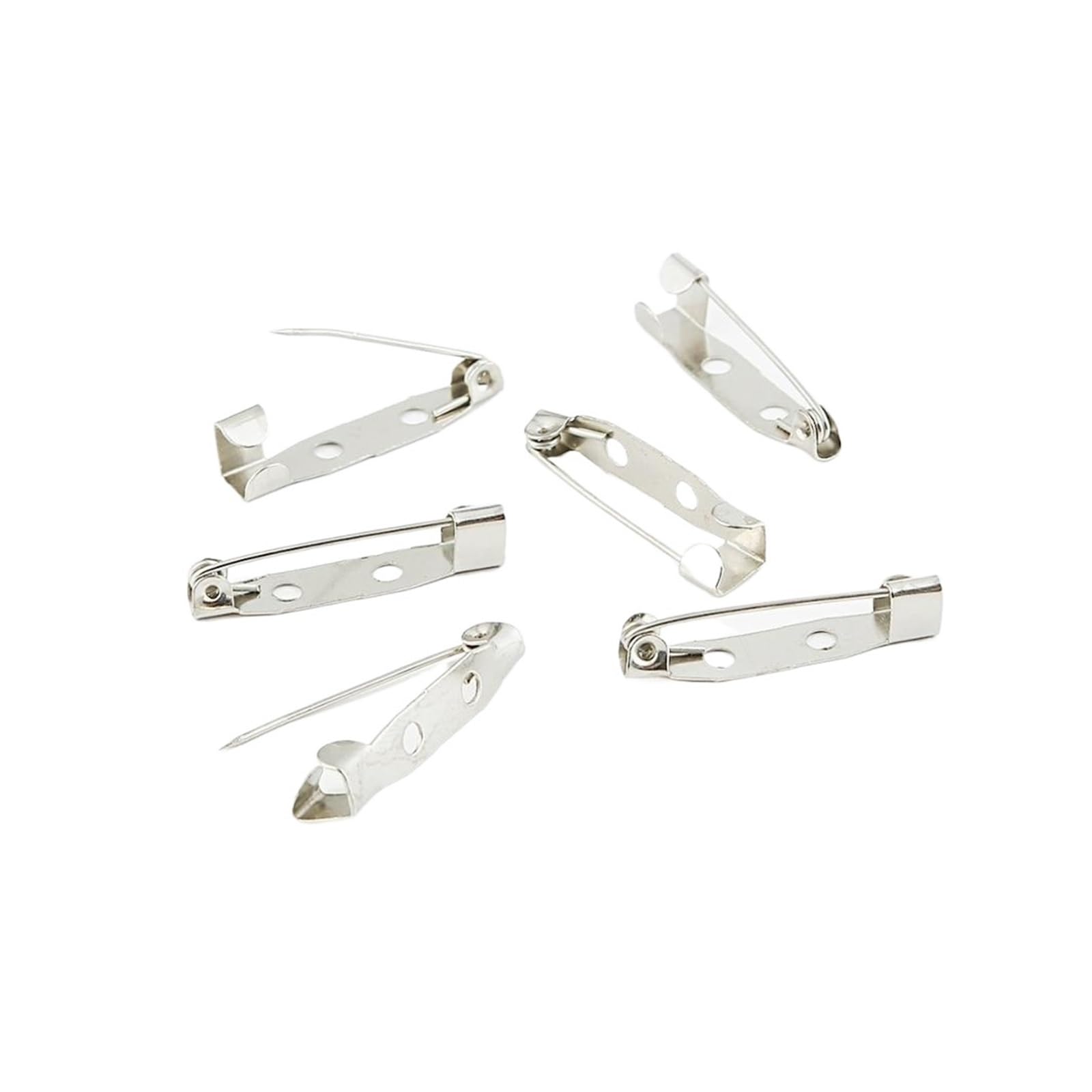 Brooch Pin Backs, 30Pcs Brooch Pins Clip Base Blank Findings for DIY Jewelry Making Supplies(Silvery2,35 mm 3 hole)