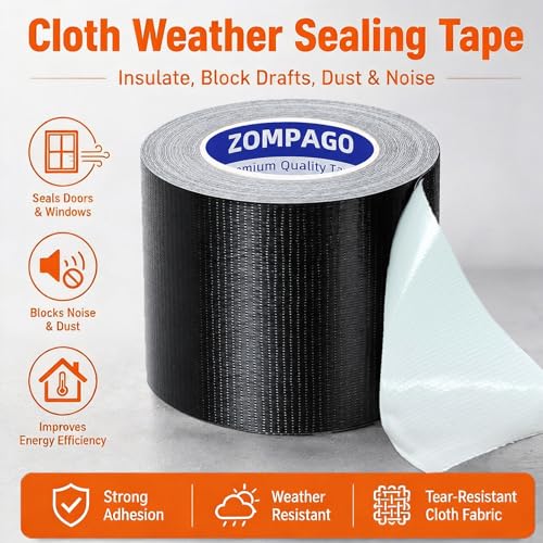 Image of ZOMPAGO Weather Stripping Tape Door Window Seal Black Tape,2.4in x 33 FT