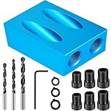 14 Pieces Pocket Hole Jig Wood Doweling Hole Drill Guide Angle Drill Guide with 6/8/10 mm Hole Drive Adapter