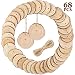 CEWOR 68pcs 2.4""-2.7"" Unfinished Predrilled Natural Wood Slices with Holes Craft Wood and 33Ft Jute Twine