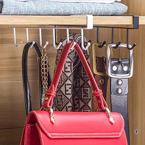 Image of 2 Pieces Cups Hooks Under Cabinet Mug Storage Hooks Mutifunctional Hooks Kitchen Utensil Ties Belts Scarf Hanging Rack (Black)