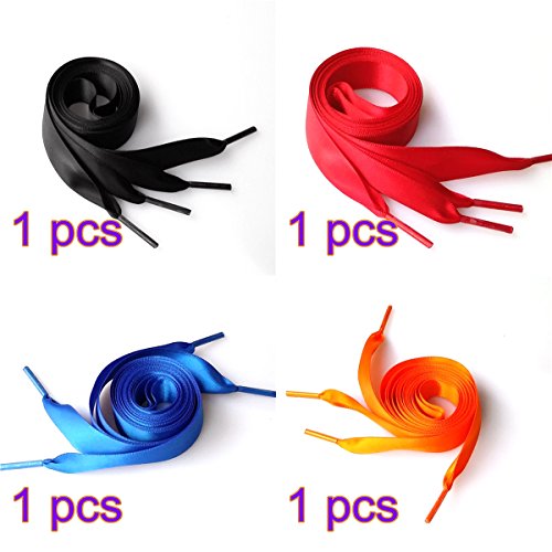 Tinksky 4 paires de soie lacets chaussures bricolage décoration pour Sneakers Sandal (couleurs de bonbons)