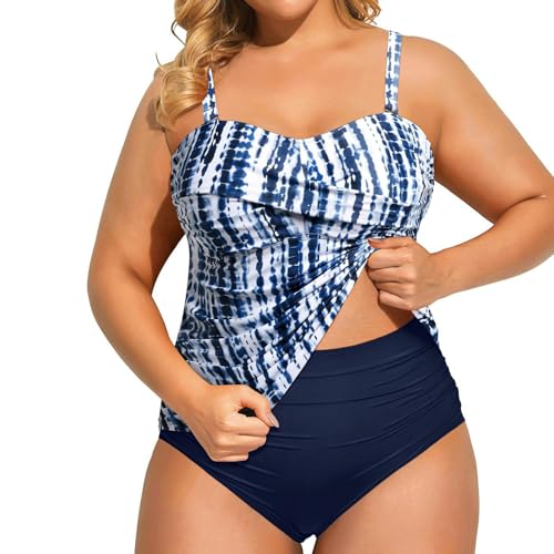 Tankini deux pièces femme avec bretelles réglables et slip pour la plage