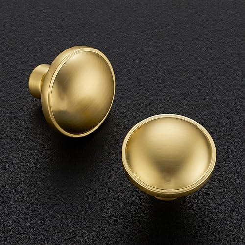 Image of Ravinte 15 Pack 1-1 /4 Inch Diameter Kitchen Cabinet Knobs Brushed Gold Dresser Knobs Round Solid Cabinet Drawer Pulls for Kitchen Cupboard Hardware