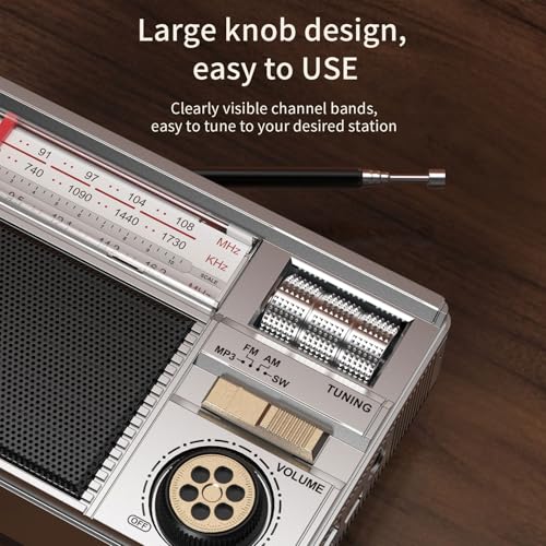 Radio solar portátil vintage AM FM PUSOKEI miniatura 4