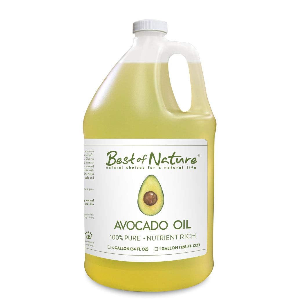 Best of Nature 100% Pure Avocado Oil – Natural Massage Oil, Moisturizing Body & Hair Oil, Unscented Skincare & Carrier for Essential Oils, Gallon (128 Fl Oz)
