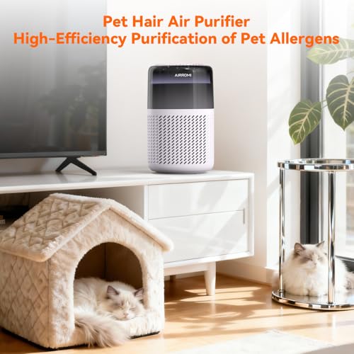 AIRROMI HEPA Air Purifier for Bedroom&Home,Pet Air Purifier for Home Pets,Removes Pet Odor,Cat Litter Smell,Dust,Smoke&Allergies,Quiet Room Air Purifier with Scents,360&deg;Air Cleaner,A2005 Purple