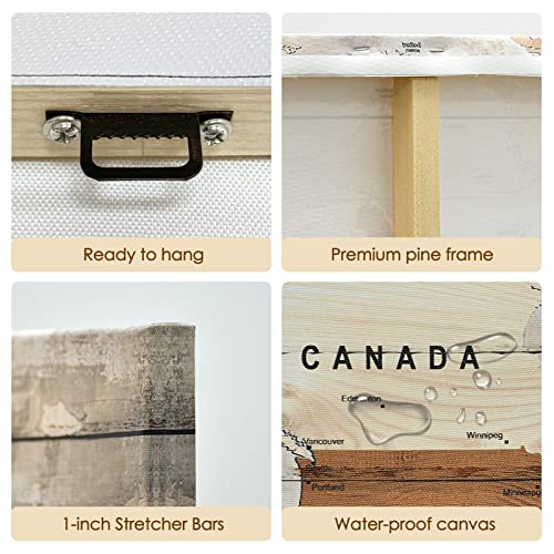 Gugika World Map Canvas Wall Art For Living Room, Maps Of The World Picture For Office, Large Vintage Old Decor For School Classroom, Print Painting Decoration, Size 40X20 Inches #TOP6