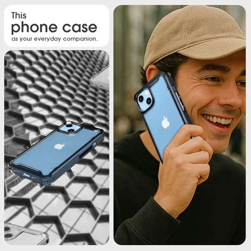 Image of Pikkme Back Cover for iPhone 13 / iPhone 14 PC + TPU Transparent Hybrid Shock Absorption Bumper Case (Black)