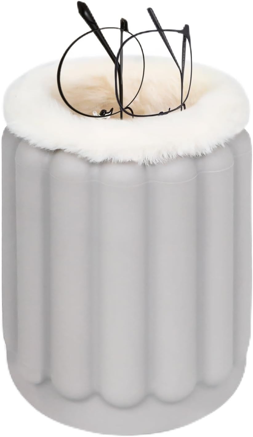 Glasses Holder for Nightstand, Silicone Plush Lined Eyeglass Holder Stand for Office Desk Table Storage Organizer