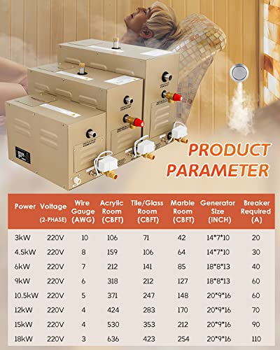 Hapyvergo Steam Shower Generator Kit 10.5Kw For Bath Sauna Spa, Self-Draining System, Aromatherapy Steam Head, Led Waterproof Controller, 12-Hour Timer 77-131℉ For Home Commercial Use #TOP4