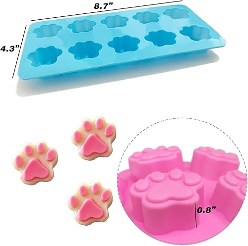 Miniatura 2 de 4 moldes de silicona para huellas de patas, molde reutilizable de 10 cavidades para perros, gatos, animales, patas, dulces, chocolate, galletas