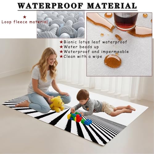 Tapis salon lavable antidérapant à pile bouclée blanche