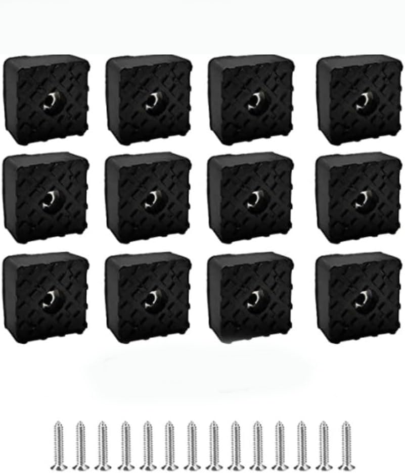 12 Stücke schwarzer Gummifüße Schraubbar, 30X30mm schwarzes Quadrat mit Schraubpuffer Anti-Rutsch Gummifüßen, verwendet für Möbel, Tische und Stühle