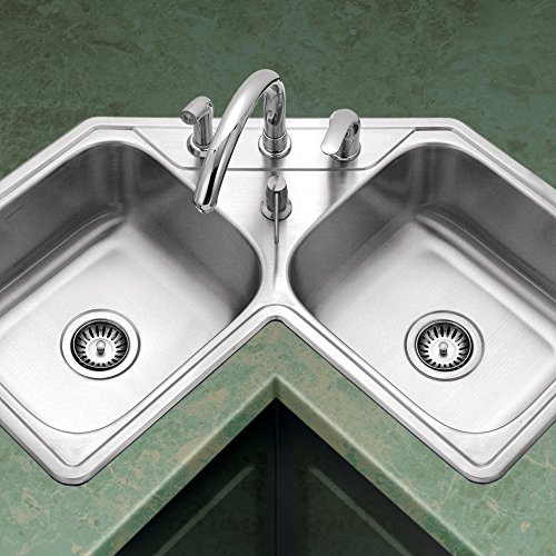 Houzer Lcr-3221-1 Legend Series Topmount Stainless Steel Corner Bowl Kitchen Sink, 31-7/8 In. W X 31-7/8 In. D X 8 In. H #TOP1