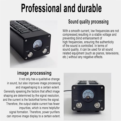 Filtro/condizionatore di Corrente - Protezione da sovratensione a 8 Prese con Display per impianti Audio Hi-Fi, Lettori CD, pianoforti, TV e apparecchiature Home Theater.