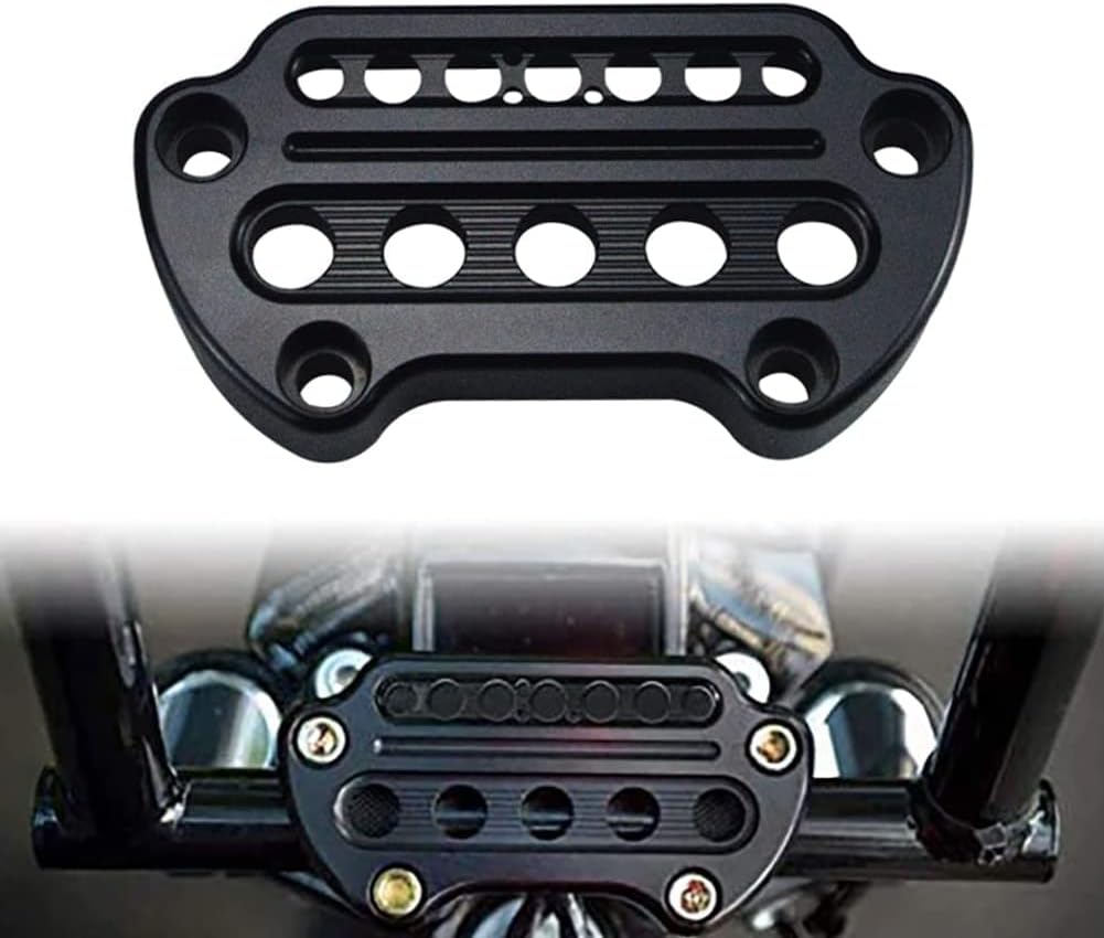 WOWTK Motorcycle Indicator Light Handlebar Top Riser Clamps Aluminum Fits for Harley Sportster XL 883 Dyna Fat Bob 1995-2020 Low Rider FXD,Black