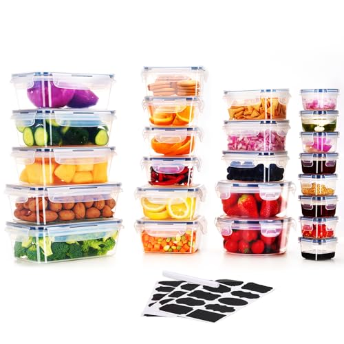 OSLIFE 24 Contenedores para Alimentos con Tapas, Juego de Recipientes para Almacenamiento Herméticos,Tuppers lonche lunch Plastico Almacenar para Microondas,Organizadores de...