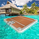 ◆ Fácil de mover: Ata la almohadilla flotante al lago o al océano detrás de tu barco y úsalo como un complejo flotante para extender la fiesta sobre el agua. Añade tu propio refrigerador, sillas y paraguas para no solo apoyarte a ti y a tus amigos en sillas de salón, yoga, acrobacias o simplemente divertirte bajo el sol, esta isla flotante inflable es la respuesta.