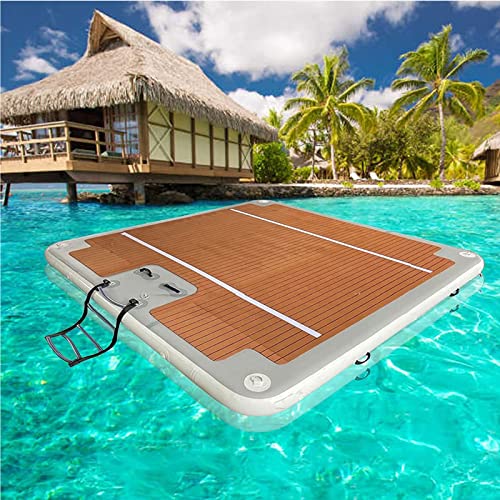 A1DFDFGOQSFG Water Inflatable Dock, Inflatable Floating Beach Raft Motorboat Floating Dock Raft, Water Fishing Platform Yoga Mat, Suitable for Water Garden, Lake, Ocean, River,3 * 3M