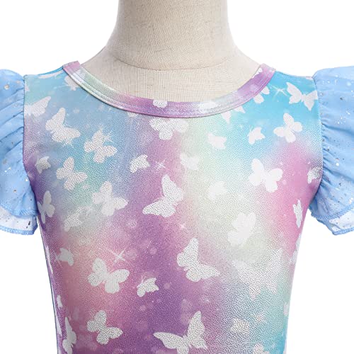 Sequin Butterfly Ballet Leotards For Girls Dance Leotard Skirted Dress Shiny Chiffon Ballerina Costume Dancewear Kids Toddler Ballet Outfit Gymnastics Leotards Blue - Butterfly 5-6 Years #TOP2