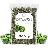 Pimiento Verde Deshidratado 300 g - Pimiento Verde Seco y Troceado - Verdura Deshidratada - Sin Azucar Añadido, Sin Conservantes, Sin Gluten (300 gr, Pimiento Verde)