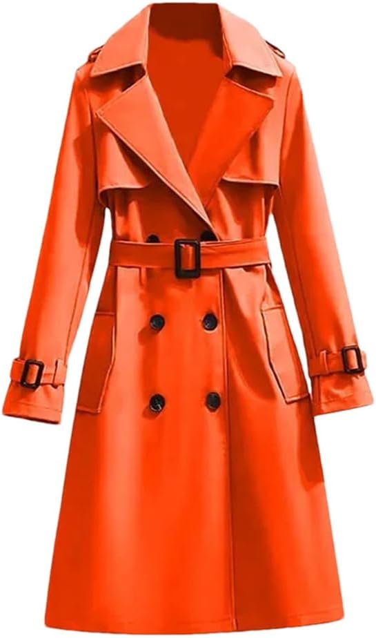 Haitpant Women's British Style Trench Coats Streetwear Double Breasted Long Trench Coats Autumn Winter Medium Length Jackets