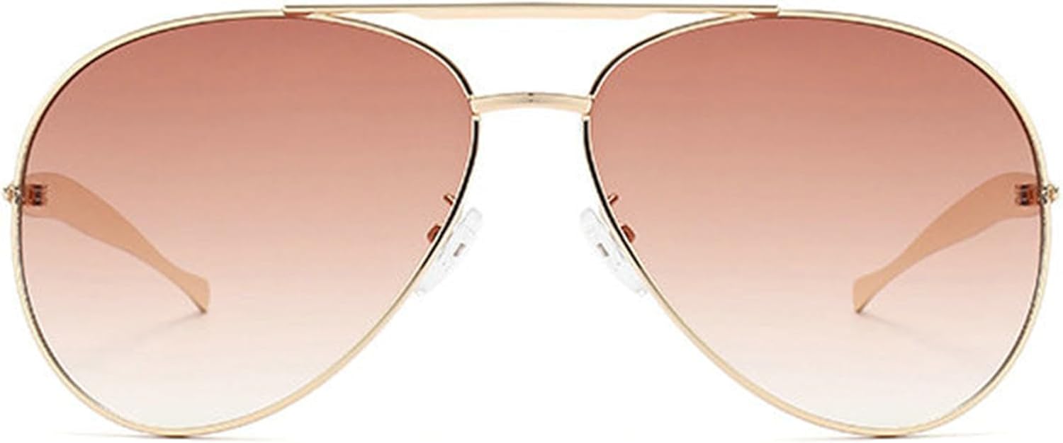 willochra Oversized Pilot Sunglasses Women Vintage Metal Frame Oval Shades Eyewear For Men Double Beam Sunglass UV400 - Image 2