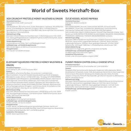 World of Sweets Herzhaft-Box, Snack-Geschenkbox mit Chips, Fleisch-Snacks und Knabbereien, 16 Produkte