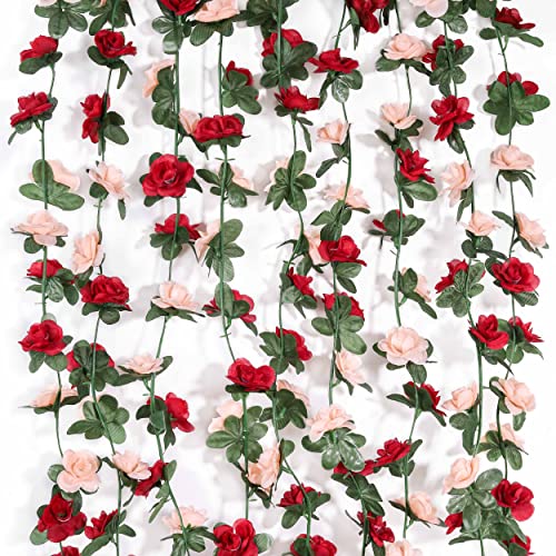 Miracliy 5 Pack 47 Ft Fake Rose Vine Flowers Plants Artificial Flower Hanging Rose Ivy Home Hotel Office Wedding Party Garden Craft Art Déco #TOP1