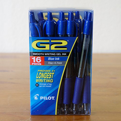 Pilot G2 Gel Retráctil Azul Punta Fina 16 plumas miniatura 2