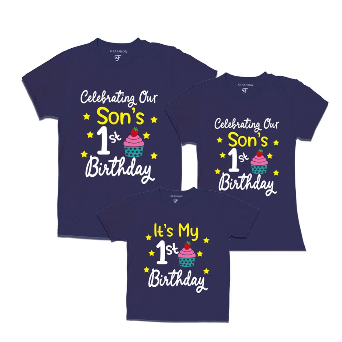MTEECotton T-Shirts for Men's Women's and Boy's Tshirts 1st Birthday Family Tshirts Set of 3