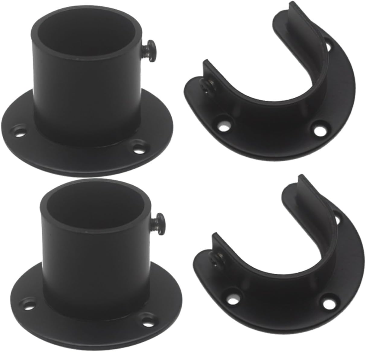 4pcs Heavy Duty Stainless Steel Shower Curtain Rod Holders Closet Rod Flanges for Wall Support Brackets for Closet Bar Installation Easy to Install and Secure