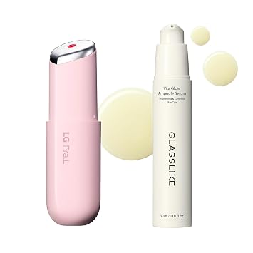 LG Pra.L Dark Spot Care Duo Superform Galvanic Booster Blush Pink and Glasslike Vita Glow Ampoule Serum, 1.01 fl. oz