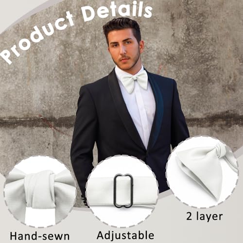 Image of Luckyvestir Oversized Bow Ties for Men, Pre Tied Clip on Men's Black Bowtie for Wedding Tuxedo Banquets Formal Wear