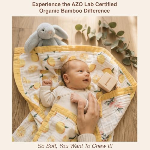 Image of DOTMOM 100% Organic Bamboo Baby Blanket, 6 Layered Baby Bedding and Nursing Blanket, 1Pc, Multi-Colors