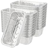 MANCHAP 100 Pack Foil Bread Baking Pans, 8.6 x 4.5 x 2.4 Inch Aluminum Foil Trays Tins for Food Stor