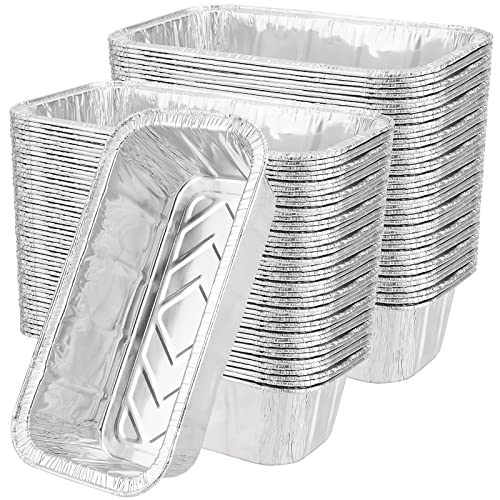 Manchap 100 Pack Foil Bread Baking Pans, 8.6 X 4.5 X 2.4 Inch Aluminum Foil Trays Tins For Food Storage, Takeout, Silver #TOP8