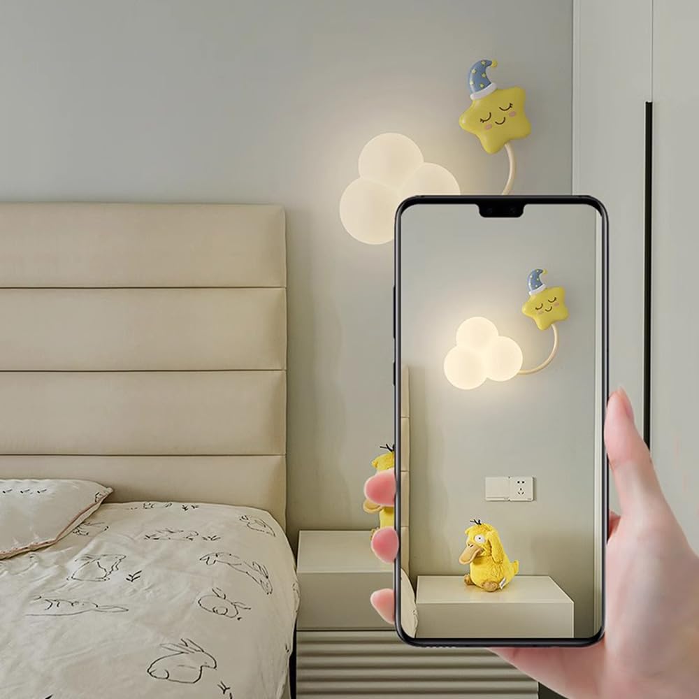 Lampa LED do pokoju dziecięcego, możliwość ściemniania, lampka nocna, styl art deco, mlecznobiały, ściana do sypialni, stolik nocny, chłopcy i dziewczęta, pokój dziecięcy, Conba