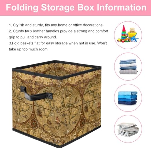 Boîte de rangement pliable style carte vintage rétro pour la maison - 4