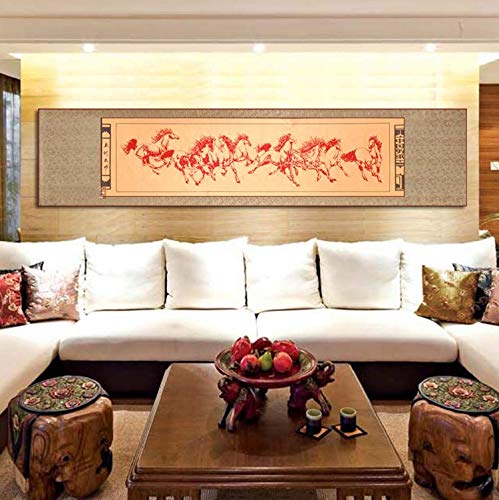 China Intangible Cultural Heritage Chinese Handmade Paper Cut Chinese Paper-Cut Art Wall Scroll - Eight Horses China Paper Cutting