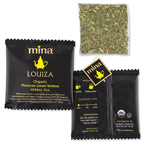Mina Louiza, Organic Moroccan Lemon Verbena Herbal Tea Bags, 15 Biodegradable Sachets, 1.6 Ounce
