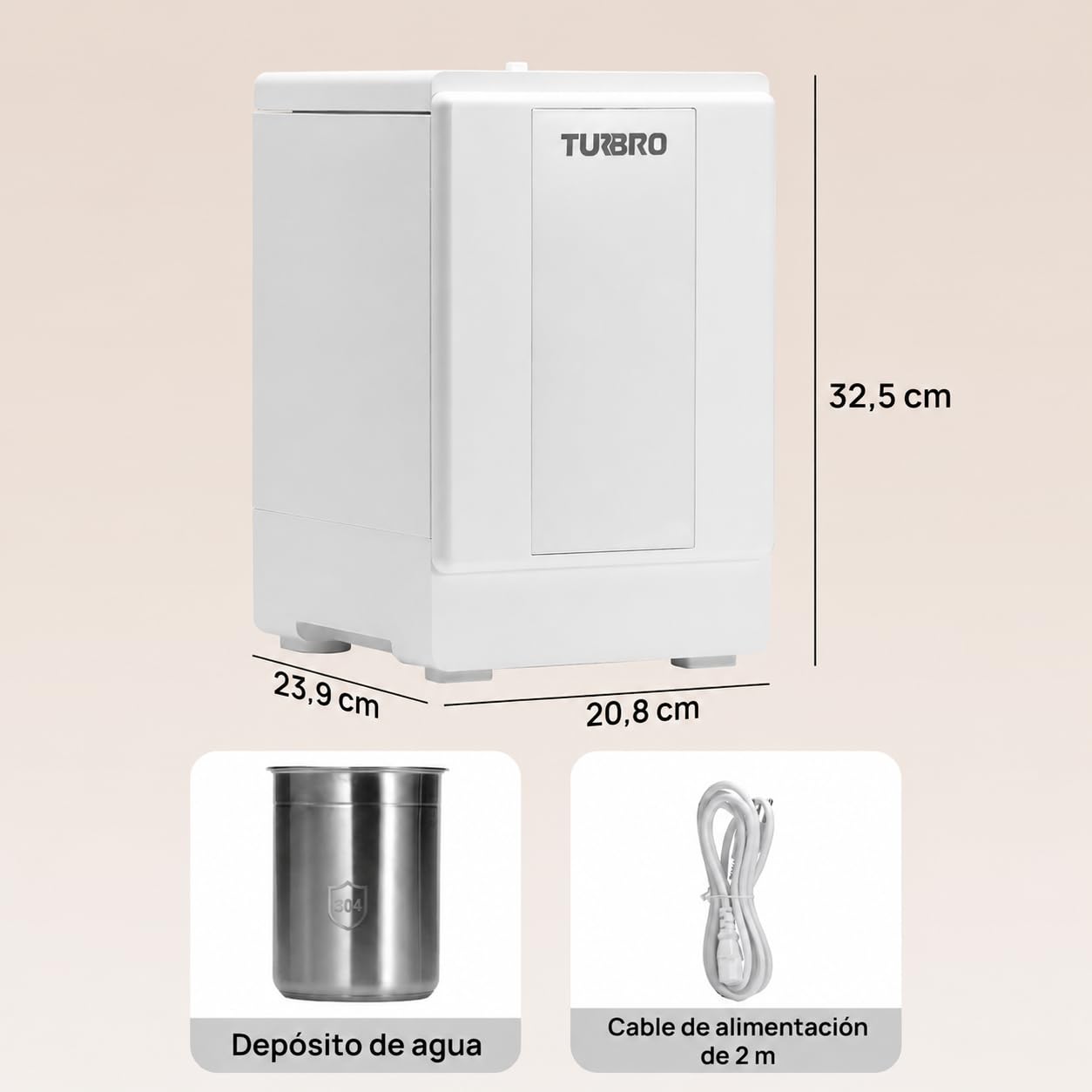 TURBRO 4L/1Gal 304 Stainless Steel Steam Humidifier, Warm Mist Humidifier for Bedroom Baby Nursery, 500 ml/h Output, Safe Dishwasher, Easy to Clean, GLS04