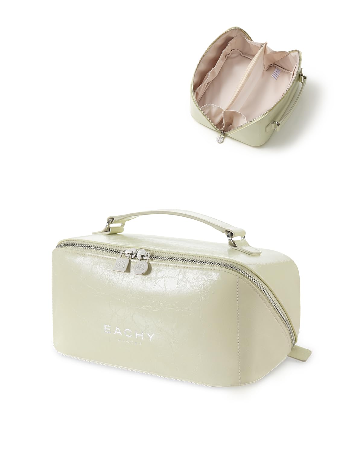 EACHY Large Capacity Travel Makeup Bag for Women, Cosmetic Pouch, Green
