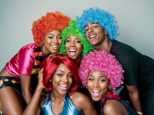 Image of LIULIUBTY Short Bob Hair Wigs Straight with Flat Bangs Synthetic Colorful Cosplay Daily Party Neon Wig for Women + Free Wig Cap 12 inch Natural As Real (Afro, Blue)