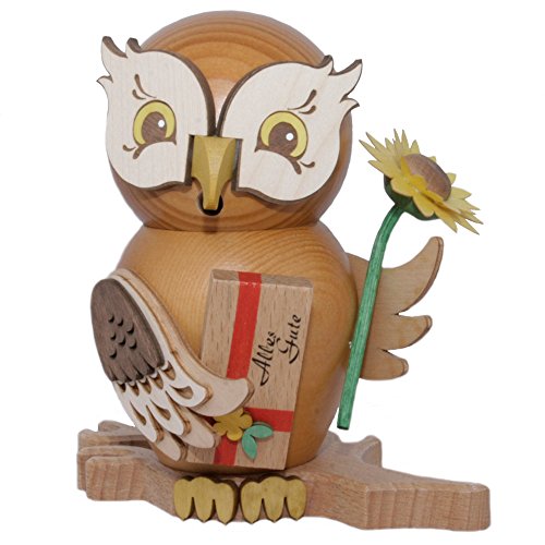 Drechslerei Kuhnert Räuchermann Eule Gratulant 15 cm Neuheit 2014 37205