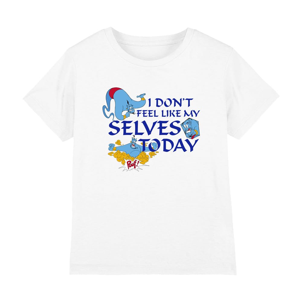 Aladdin Disney Boys The Genie Don't Feel Like My Selves Today Unisex Kids T-Shirt, White, 12-13 Years UK