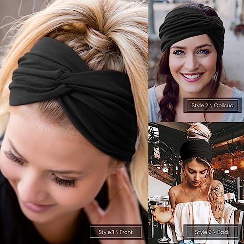 Image of DRESHOW 6 Pack Extra Wide Headbands for Women Large Turban Headband Boho Head Wrap Elastic Hairbands Hair Twisted Knot Hair Accessories