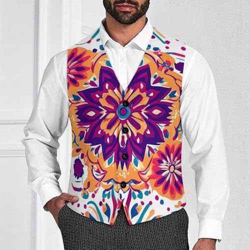 Vintage Boho Mandala Mens Slim Fit Suit Vest Dress Waistcoat Casual Business Vest2